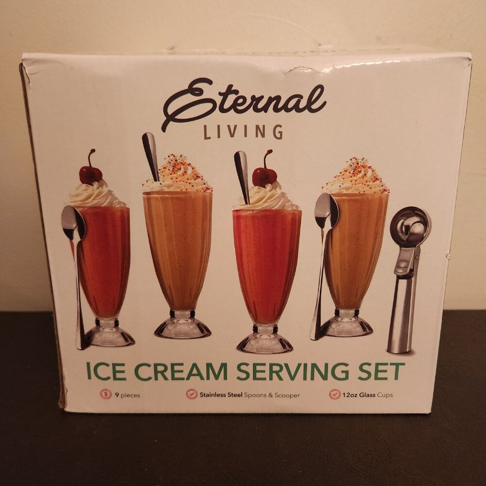 Eternal Living Ice Cream Serving Set - 9 Pieces (NEW)